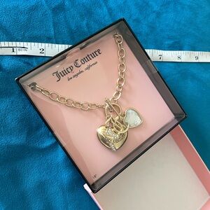 Juicy Couture Gold Heart Charm Necklace with Crystal Accent